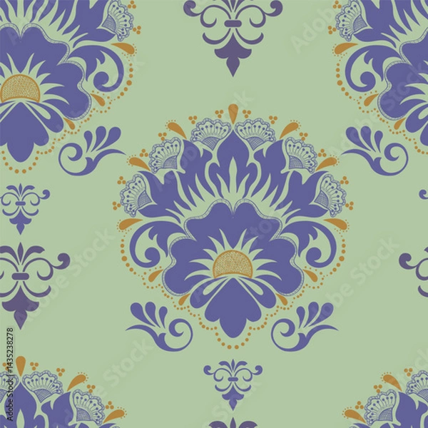 Fototapeta Vector illustration of Abstract Seamless pattern, classic flowers and leaves