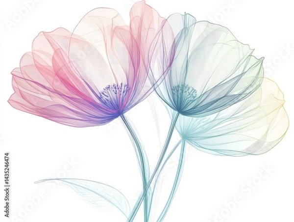 Fototapeta Delicate Floral Illustration on White Background