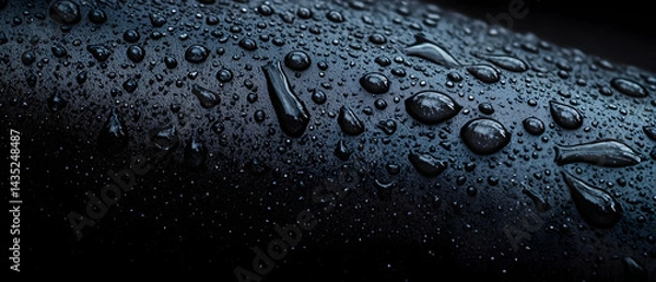 Fototapeta Water Droplets on Dark Surface