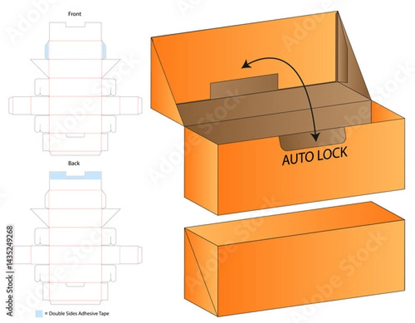 Obraz Auto Lock Packaging Box Blueprint Template