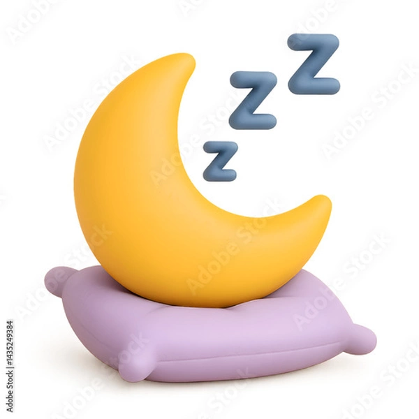 Obraz Sleepy moon on pillow illustration for bedtime stories and sleep aids for children and adults alike transparent background