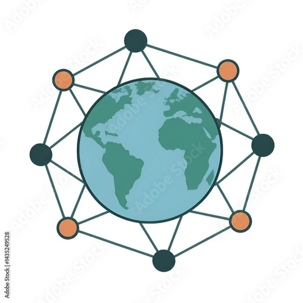 Obraz Global network technology world connection internet communication digital worldwide web earth link 100 transparent background
