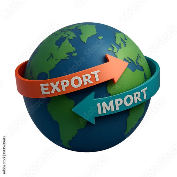 Obraz Global trade import export business international commerce economy world market logistics distribution network transparent background