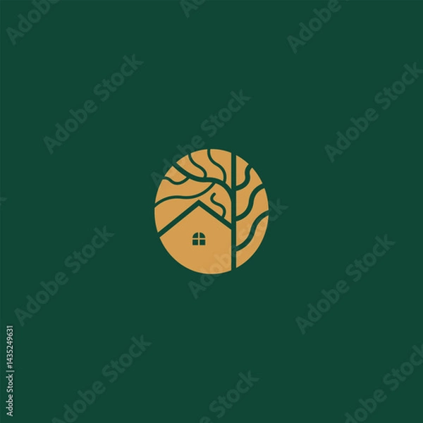 Obraz Beauty house logo design. Vector illustration of abstract agave and home. Modern logo design line icon template