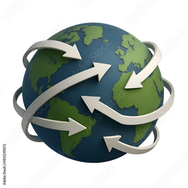 Obraz Globalization world trade international business arrows connection worldwide network concept 3d render 100 transparent background