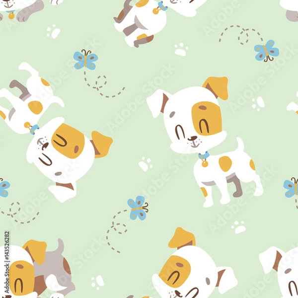Obraz vector cartoon jack russel terrier seamless pattern