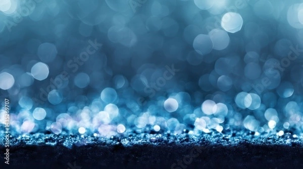 Obraz Stunning blue bokeh texture with shimmering lights creating a dreamy atmosphere, perfect for backgrounds and designs.