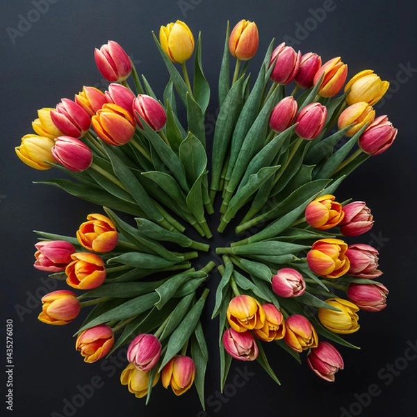 Fototapeta "Vibrant Tulip Arrangements in Rustic Pots"

