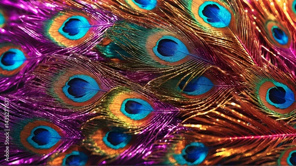 Fototapeta colorful peacock feathers, Generative AI