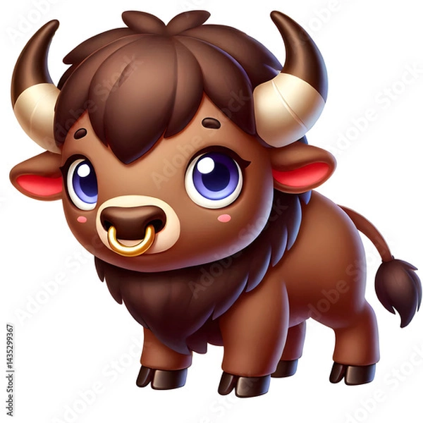 Obraz Bison illustration 3d cartoon isolated on transparent background