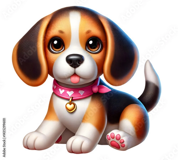 Fototapeta cute Beagle illustration of a  3d style isolated on a transparent background