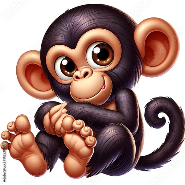 Obraz Illustration of a cute Chimpanzee animal isolated on a transparent background