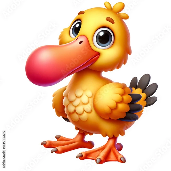 Obraz Illustration of a cute Dodo cartoon 3d style isolated on a transparent background