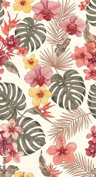 Fototapeta Watercolor Tropical Bloom AI Generated