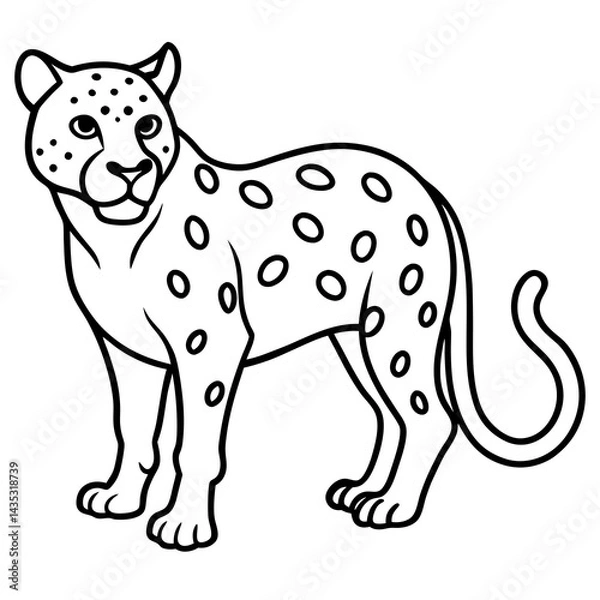 Fototapeta Graceful Jaguar Outline in Vector