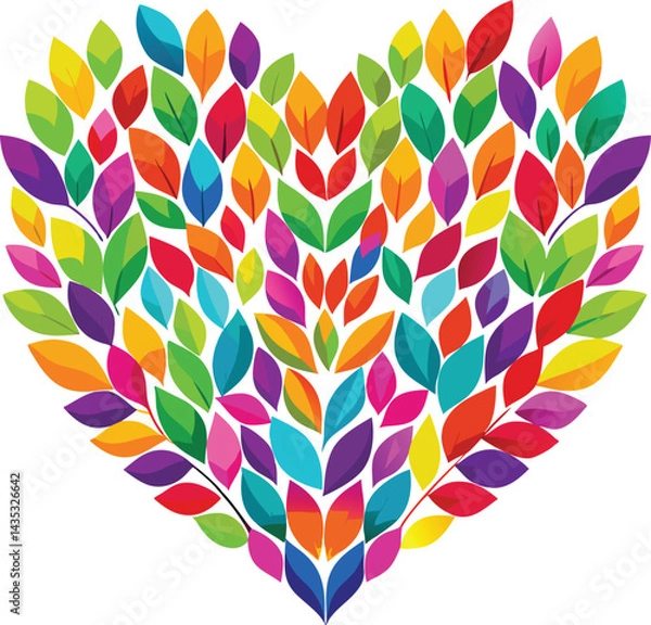 Obraz Abstract colorful hearts and flowers in a vibrant rainbow pattern create a bright and artistic vector illustration of love and celebration