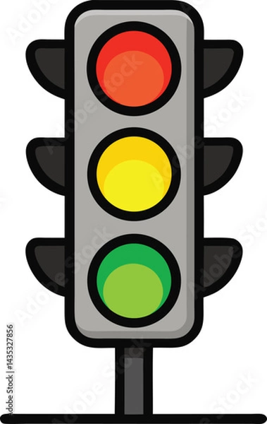 Obraz A green traffic light, a go signal on the street, is isolated against a white background, indicating safe movement on the road