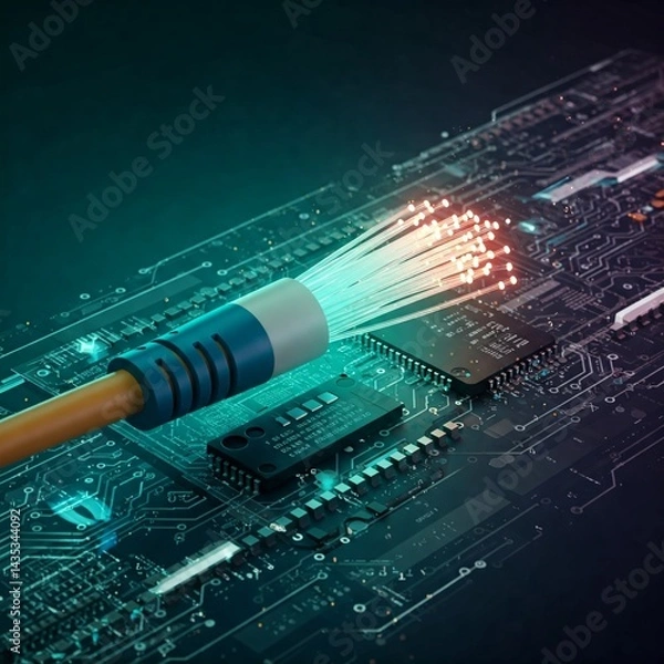 Obraz electronic circuit board with chip