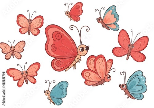Fototapeta Coral & Teal Flutter AI Generated