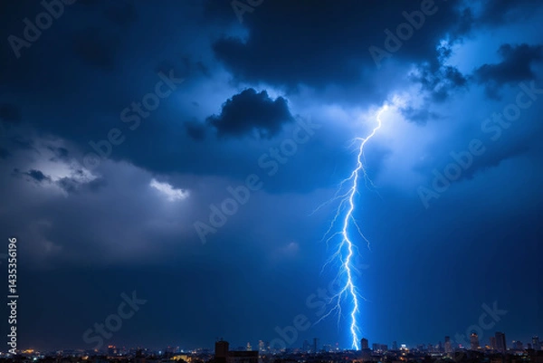 Fototapeta lightning bolt in the sky over a field1