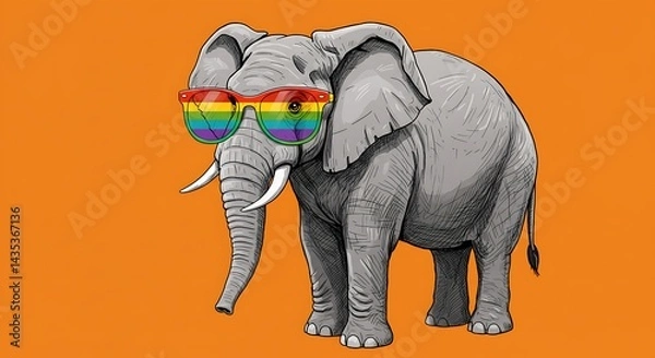Fototapeta Rainbow Spectacles: An Elephant's Pride AI Generated