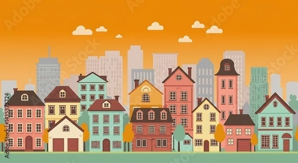 Fototapeta Golden Hour Skyline AI Generated