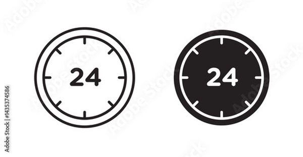 Fototapeta 24 hours icons. Vector isolated elements concept