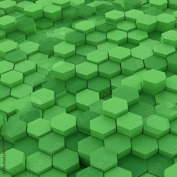 Fototapeta Emerald Hexagon Flow AI Generated