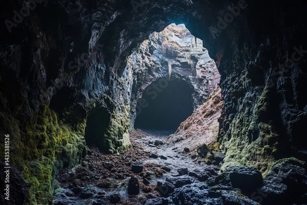 Obraz Majestic portal to another world glows amidst ethereal landscape with rolling clouds and sunlit greenery