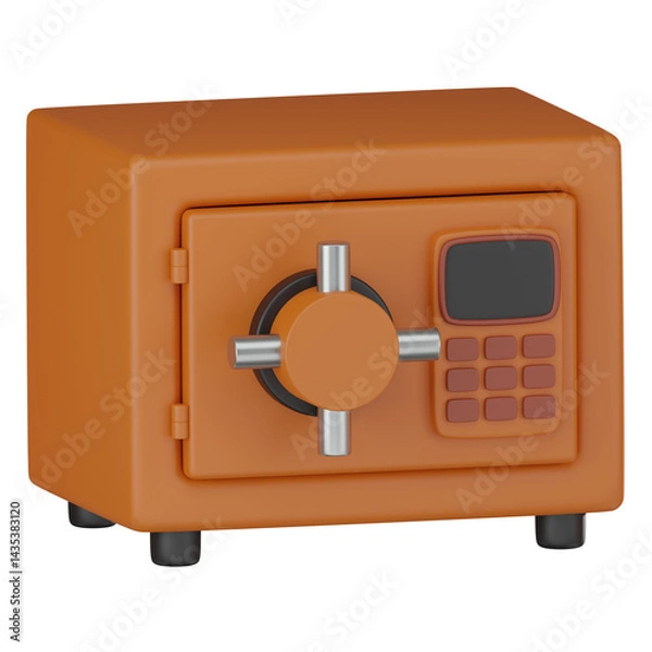 Fototapeta 3D Rrender, Secure Metal Safe for Financial and Security Concepts. Icon illustration