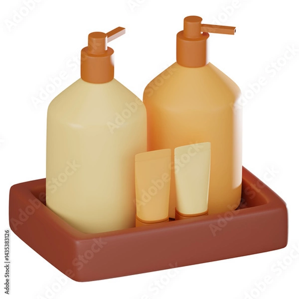 Fototapeta 3D Rrender, Clean and Minimal Toiletries. Icon illustration