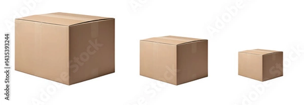 Obraz Various Sizes of Brown Cardboard Boxes for Packaging and Shipping