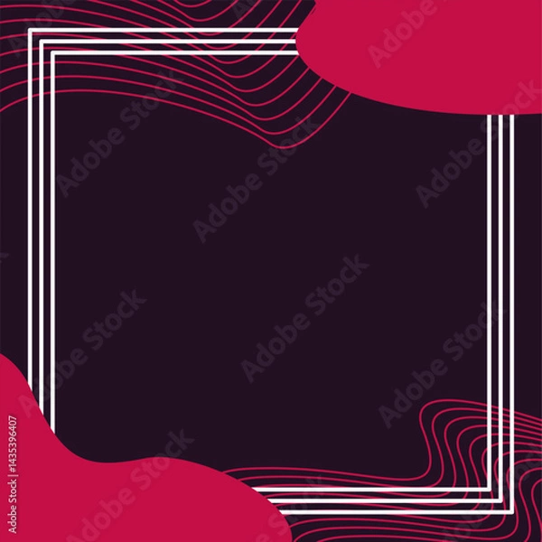 Fototapeta Dark Red Flat Flowing Shape Background with White Frame 