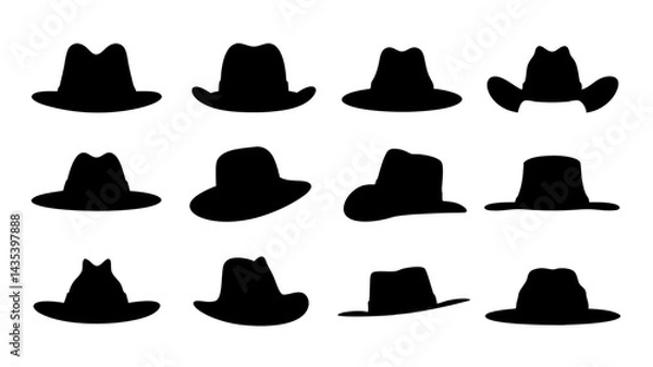 Fototapeta set of hat cap silhouette vector on tranparent background
