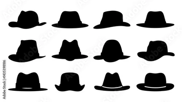 Fototapeta set of hat cap silhouette vector on tranparent background