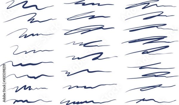 Obraz Organic handwritten scribble lines, hand-drawn doodle set. Natural, freeform strokes for creative projects, designs, or decorative elements