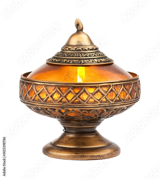 Obraz Quranic Lamp for Sacred Illumination - Isolated on White Background
