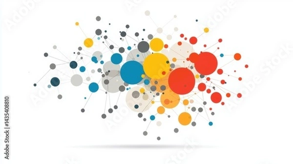 Fototapeta A colorful network of interconnected circles.