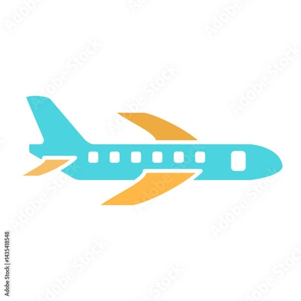 Obraz airplane icon, simple flat style, illustration, logo sign symbol pictogram template, for ui or ux isolated on white for mobile app, editable