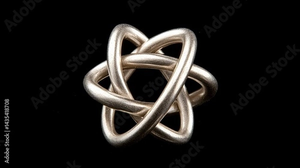 Fototapeta A silver ring with a complex knot design.