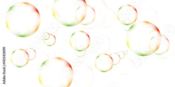 Fototapeta gradian bubbles. Abstract, white transparent and soap bubbles floating in the air. Design soap bubbles on a white background. with circles. Banner pattern with copy space illustration.	