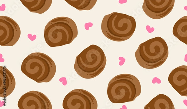 Obraz Cute roll cake pattern background vector design