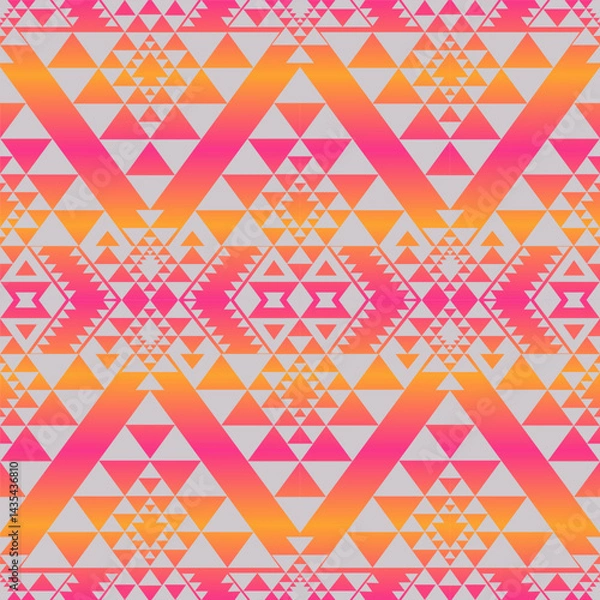 Fototapeta Modern Native American geometric pattern. Vector colorful aztec southwestern geometric shape seamless pattern. Ethnic geometric pattern use for textile, home decoration elements, upholstery, etc.