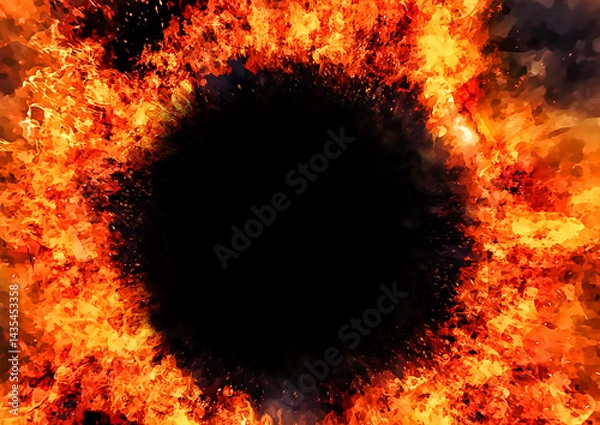 Obraz 焼け焦げて穴があいた火炎の3dイラスト背景