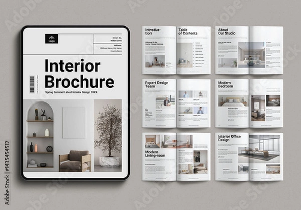 Fototapeta Digital Interior Design Brochure Template