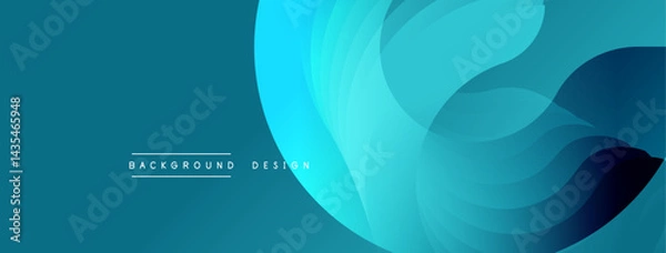 Fototapeta Abstract fluid shapes, vibrant teal hues, modern design. Minimalist composition, smooth gradients create dynamic visual flow. Background element.