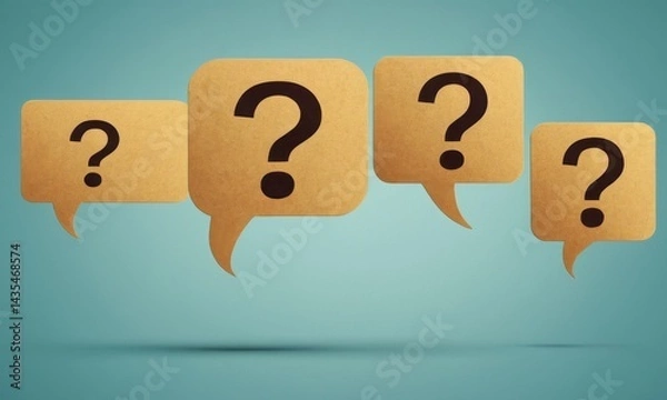 Fototapeta A collection of question marks on speech bubbles