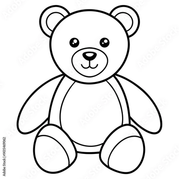 Fototapeta Minimal Teddy Bear Vector on White