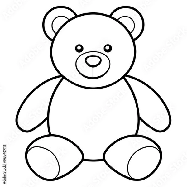 Fototapeta Minimal Teddy Bear Vector on White