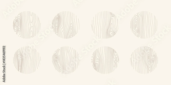 Fototapeta Wood tree pattern texture icon, trunk with annual circle line of age pictogram, set vector design